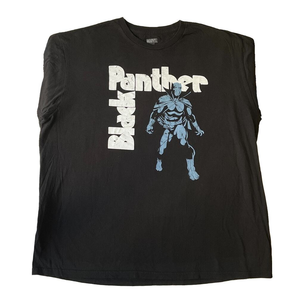 Marvel Men Shirt 2X Black Graphic Print Black Panther Tee Logo Short Sleeve